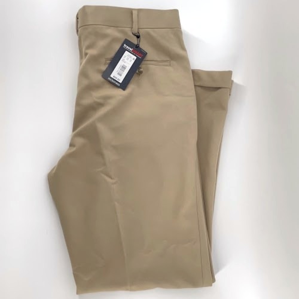 NWT Roundtree & Yorke Travel Smart Khaki Pants Mens 34x30 FITS 34x29 Tan NEW